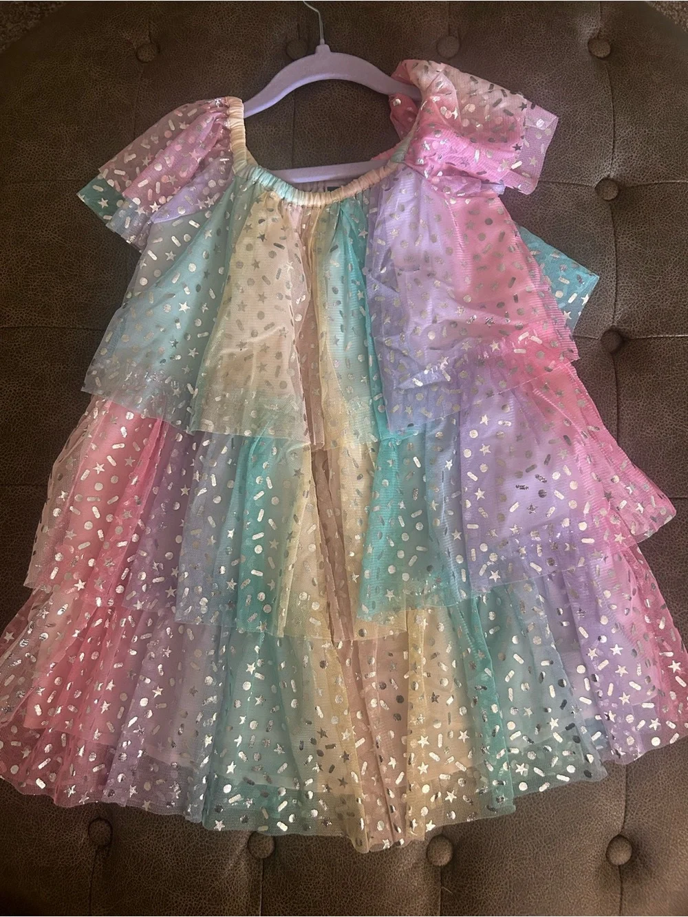 Old Nay Pastel Rainbow Star Tulle Kids Birthday Dress - Bundle